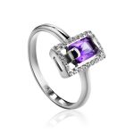 Vintage Style Silver Ring With Amethyst And Crystals, Ring Size: 8 / 18, image 