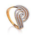 Curvaceous Golden Ring With Crystals, image 