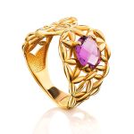 Gold Plated Cocktail Ring With Crystal, Ring Size: 6.5 / 17, image 