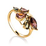Classy Gold Plated Ring With Crystals, image 