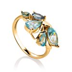 Fabulous Gold Plated Ring With Blue Crystals, image 