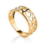 Geometric Gold Plated Ring, Ring Size: 7 / 17.5, image 
