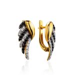 Gold Plated Earrings With Black And White Crystals, image 