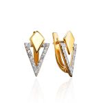 Amazing Gold Plated Earrings With White Crystals, image 