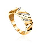 Bright Gold Plated Band Ring With Crystals, Ring Size: 6.5 / 17, image 