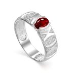 Silver Ring With Garnet And Crystals, Ring Size: 6 / 16.5, image 