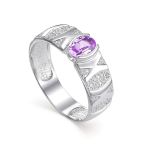 Silver Ring With Amethyst Centerstone, Ring Size: 6 / 16.5, image 