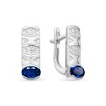 Silver Earrings With Blue And White Crystals, image 
