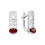 Silver Earrings With Garnet And Crystals, image 