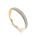 Golden Ring With Two Diamond Rows, Ring Size: 6.5 / 17, image 