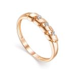 Golden Ring With 3 Diamonds, Ring Size: 7 / 17.5, image 