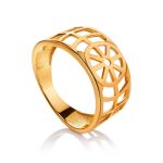 Geometric Gold Plated Silver Ring, Ring Size: 8.5 / 18.5, image 