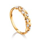 Refined Gold Plated Silver Ring With Crystals, Ring Size: 5.5 / 16, image 
