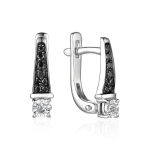 White Gold Earrings With Black And White Diamonds, image 