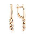 Golden Earrings With Diamond Dangles, image 