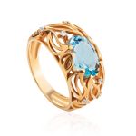 Ornate Golden Ring With Topaz And Crystals, image 