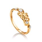 Charming Gold Plated Silver Floral Ring With Crystals, Ring Size: 5.5 / 16, image 