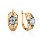 Ornate Golden Earrings With Topaz And Crystals, image 