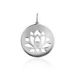 Round Silver Flat Pendant With Crystal The Enigma, image 