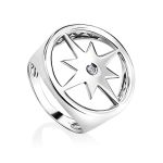 Fabulous Silver Starburst Signet Ring The Enigma, Ring Size: 7 / 17.5, image 