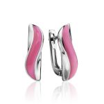 Pink Enamel Earrings In Sterling Silver, image 