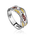 Silver Ring With Two Toned Crystals, Ring Size: 6 / 16.5, image 