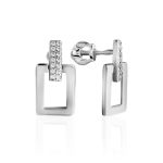 Geometric Silver Studs With Crystals The Astro, image 