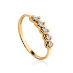 Classy Golden Ring With White Diamonds, Ring Size: 6.5 / 17, image 