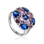 Charming Cocktail Ring With Multicolor Crystals, Ring Size: 8 / 18, image 