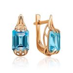 Chic Golden Earrings With Topaz, image 