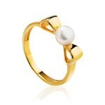 Classy Gold Plated Pearl Ring, Ring Size: 5.5 / 16, image 