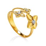 Floral Design Gold Plated Silver Ring, Ring Size: 6.5 / 17, image 