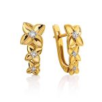 Floral Design Gold Plated Silver Earrings, image 