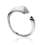 Bold Silver Adjustable Ring With Crystals, Ring Size: 6.5 / 17, image 
