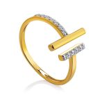Designer Gold Plated Ring With Crystals, Ring Size: 7 / 17.5, image 