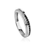 Ultra Stylish Silver Ring With Black And White Crystals, Ring Size: 6 / 16.5, image 