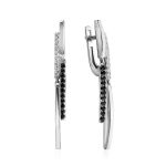 Silver Dangles With Black And White Crystals, image 