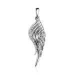 Chic Silver Wing Pendant With Crystals, image 