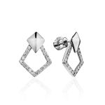 Geometric Silver Crystal Studs The Astro, image 