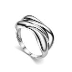 Wave Curvy Silver Ring, Ring Size: 6 / 16.5, image 