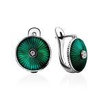 Green Enamel Silver Earrings With Crystals The Heritage, image 