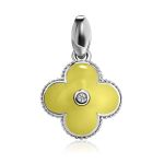 Silver Clover Shaped Pendant With Enamel With Diamond The Heritage, image 