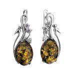 Green Amber Ring In Sterling Silver With Crystals The Swan, Ring Size: 13 / 22, image , picture 5