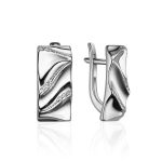 Elegantly Sculpted Silver Crystal Earrings, image 
