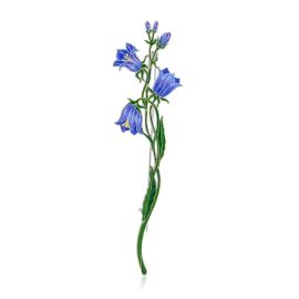 Exquisite Bluebell Flower Enamel Brooch, image 