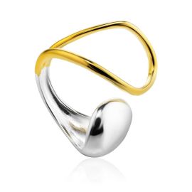Stunning Two-Tone Silver Ring The Liquid, Ring Size: Adjustable, image 