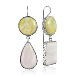 Fashionable Asymmetric Earrings With Aragonite And Violane The Bella Terra, image 