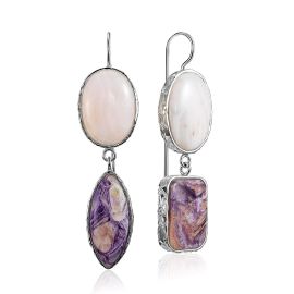 Asymmetric Design Charoite Earrings The Bella Terra, image 