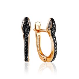 Snake Motif Diamond Earrings, image 