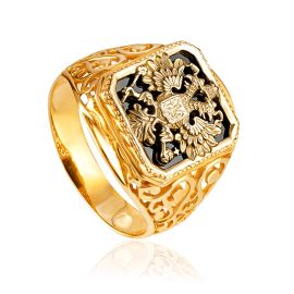Statement Signet Ring With Two-Headed Eagle, Ring Size: 11.5 / 21, image 